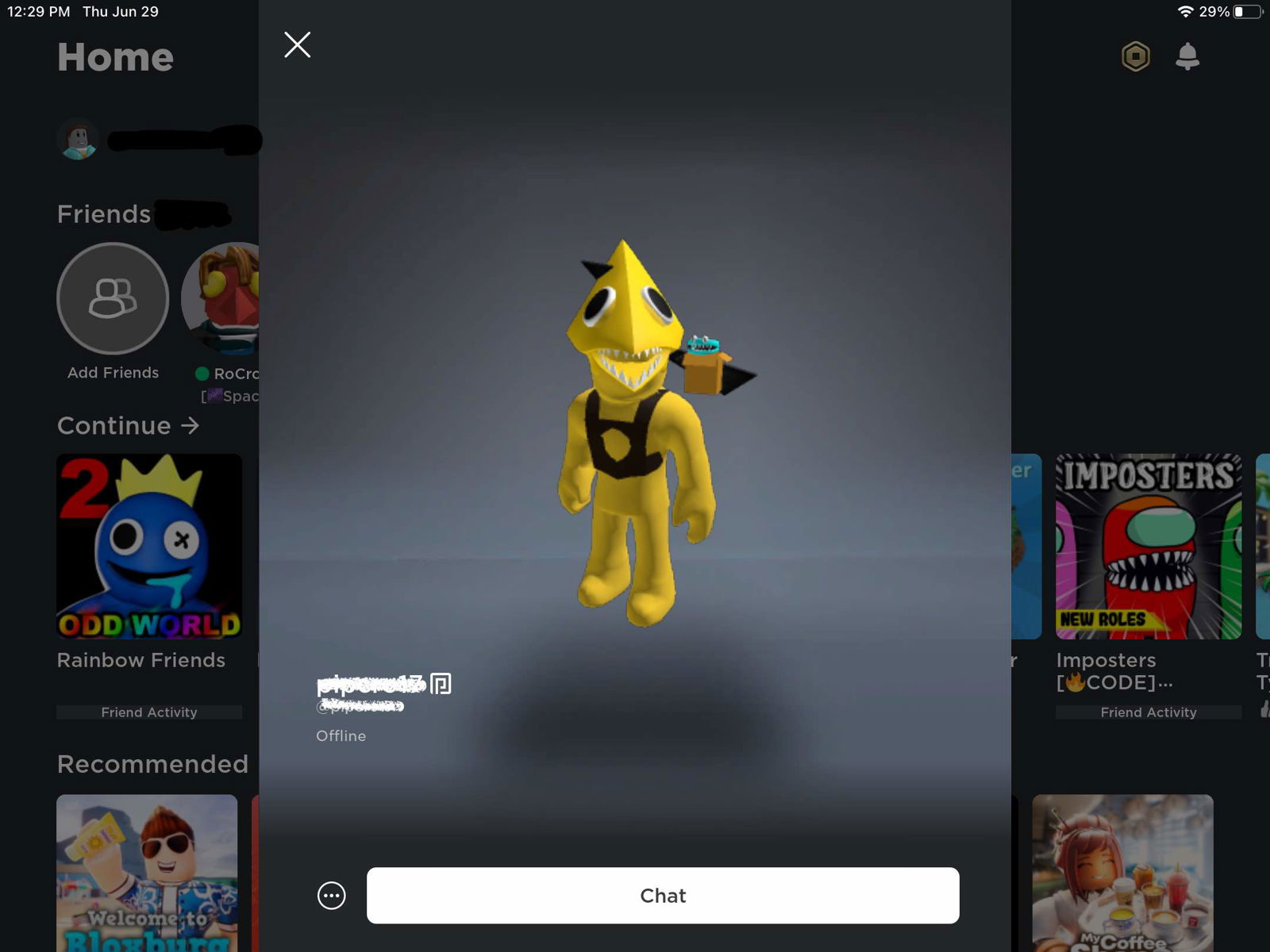 A yellow character Roblox avatar.